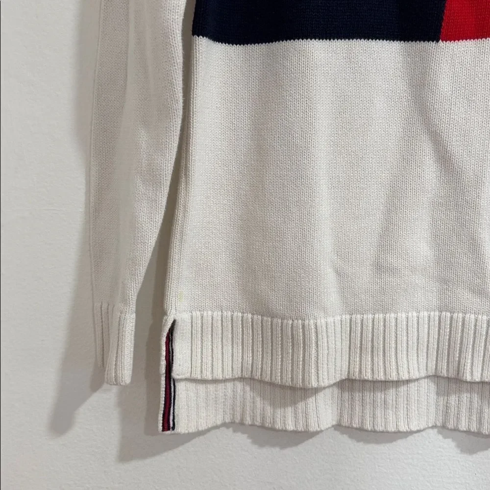Tommy Hilfiger Red, Navy, and White Crew Neck Sweater EUC